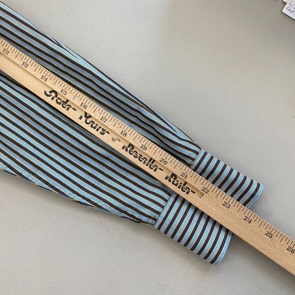 Robert Graham Button Up Shirt Men Medium Striped Blue Gray Velvet Trim Flip Cuff - Picture 10 of 16